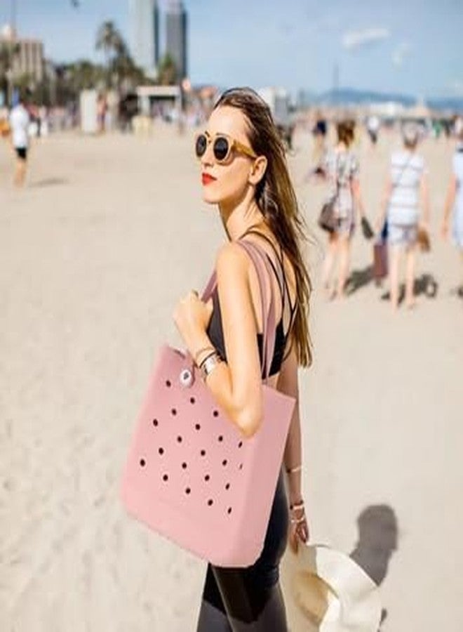 Cazuela Women's Stylish Waterproof Bags Fashion Tote EVA Silicone Beach Bag Candy Color Bag (Pink) - Image 5